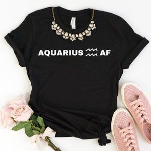 Aquarius AF Zodiac Cotton Graphic Tee Shirt NEW